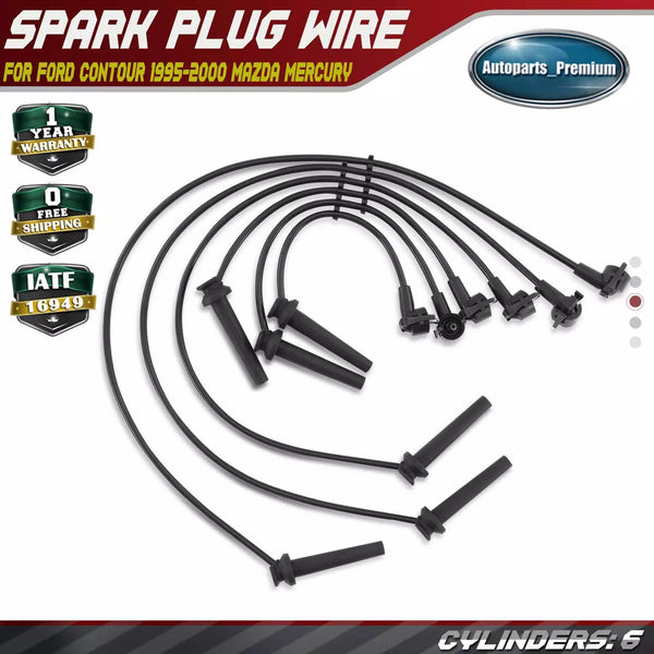 6x Spark Plug Wire Sets for Ford Contour 1995-2000 Mazda Mercury Cougar V6 2.5L