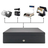 Apelila POS Cash Register Money Drawer with Removable Coin 4 Bills and 4 Coins Tray for Supermarket, Shop, Department Store, Drugstore (4 Bill & Coins)