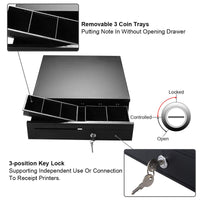 Tangkula Cash Drawer, for Point of Sale (POS) System with Removable Coin Tray, 5 Bill/5 Coin, RJ11 Key-Lock Works Compatible Epson POS Printers, 16" Wide Cash Drawer (Black)