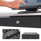 Apelila POS Cash Register Money Drawer with Removable Coin 4 Bills and 4 Coins Tray for Supermarket, Shop, Department Store, Drugstore (4 Bill & Coins)