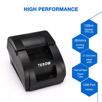 USB Thermal Receipt Printer TEROW 58mm Mini Small Portable Label Printer with High Speed Printing Compatible with ESCPOS Print Commands Set, Easy to Setup