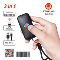 Tera Mini Wireless Barcode Scanner Compatible with Bluetooth, Printed Digital 1D 2D QR Barcode Reader Scanner Portable for PC, Laptop, Smartphone and Tablet with Vibration Alert Function (Orange