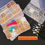 710pcs Jewelry Starter Making Tool Kit DIY Accessories Head Pins Ear Wire Hooks Lobster Claps