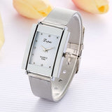 Men Women Fashion Rectangle Dial Stainless Steel Net Strap Quartz Wrist Watch