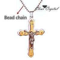 NEWEST Men's Gold Plated Cross Pendant Necklace Men's Faith Jewelry