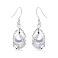 Natural Freshwater Pearl Drop Earrings For Women Elegant 925 Sterling Silver Anti allergy Earrings