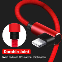 10FT 90 Degree Fast Charging Cable Lightning for iPhone iPad Airpods