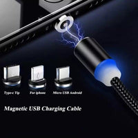 LED Magnetic Cable For Lighting Micro USB Type C Phone Charging Cable For iPhone X Xr Xs Max 1m Fast Charge Magnet Charger Cord