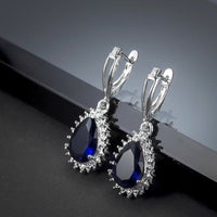 925 Sterling Silver Genuine Blue Sapphire Eardrop