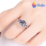 Luxury Purple Egg Shaped CZ White Gold Women Wedding Jewelry