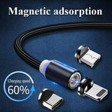 LED Magnetic Cable For Lighting Micro USB Type C Phone Charging Cable For iPhone X Xr Xs Max 1m Fast Charge Magnet Charger Cord