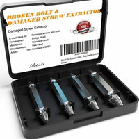 4 Pcs Broken Bolt and Damaged Screw Extractor 4 Piece Kit Comes with Case-Removes All Kinds of Screws and Bolts