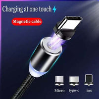 LED Magnetic Cable For Lighting Micro USB Type C Phone Charging Cable For iPhone X Xr Xs Max 1m Fast Charge Magnet Charger Cord