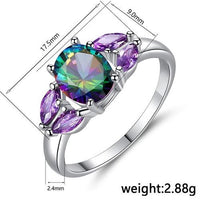 Luxury Purple Egg Shaped CZ White Gold Women Wedding Jewelry