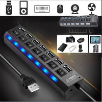 7-Port Multi USB 2.0 Hub Power Adapter splitter Charger with Individual Switch A