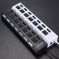 7-Port Multi USB 2.0 Hub Power Adapter splitter Charger with Individual Switch A