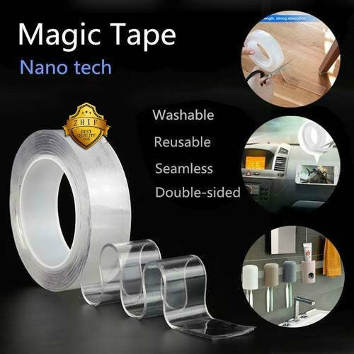 Washable Adhesive Tape nanoTape 1M3.28Ft,The Reusable Adhesive Silicone Tape,Free to Remove, Reusable