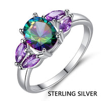 Luxury Purple Egg Shaped CZ White Gold Women Wedding Jewelry