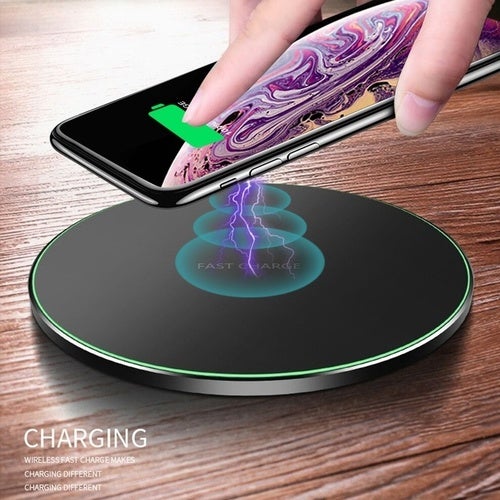 Phone Wireless Fast Charger for iPhone Xs Max Xr X 8 Plus Samsung Galaxy S10/S10 Plus Qi Wireless Fast Charging Pad Safe Charging