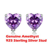 925 Sterling Silver Genuine Amethyst Stud